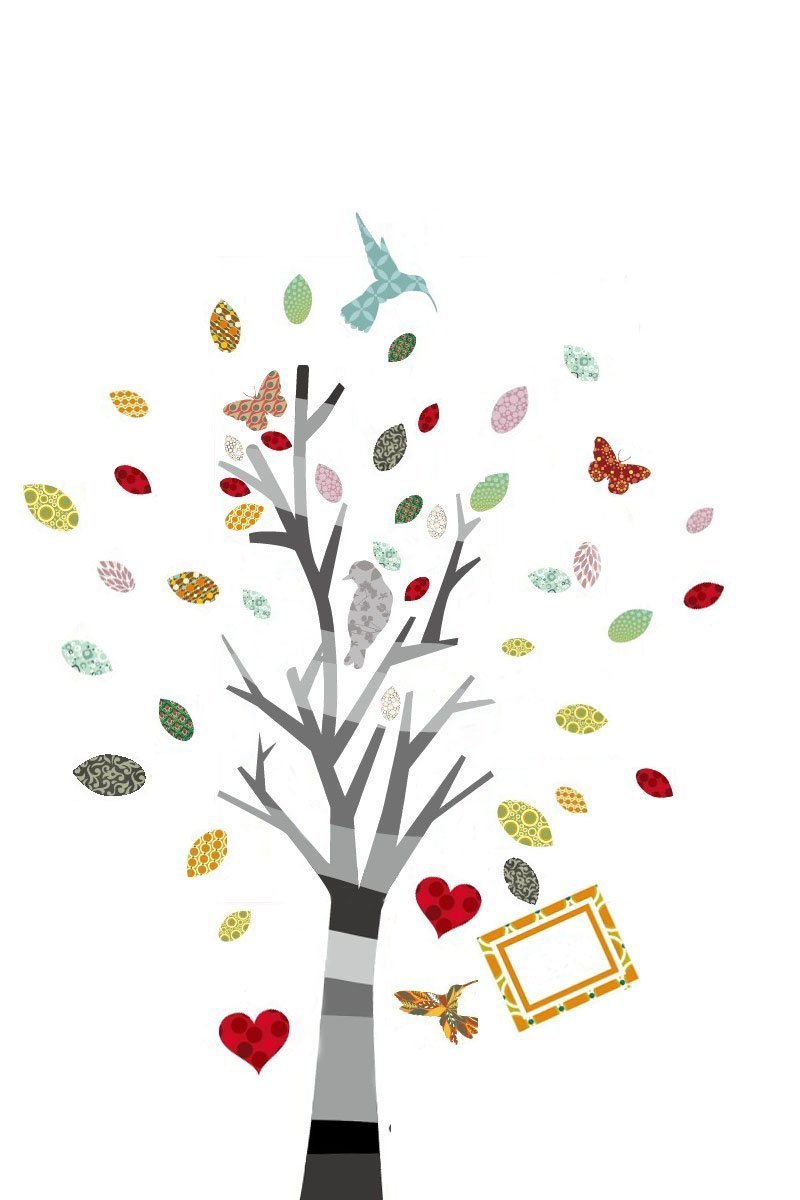 Walplus Wall Stickers Huge Colourful Tree Removable Self-Adhesive Mural Art Decals Vinyl Home Decoration DIY Living Bedroom Office Décor Wallpaper Kids Room Gift, Multi-colour