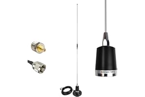 GMRS NMO Antenna 462-467Mhz UHF Mobile Whip Antenna with Magnetic Base 13ft RG58 Cable PL-259 SMA Female Connector Max Power 