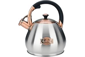 Tea Kettle Stovetop Whistling Kettle Teapot, 3Quart Tea Pot Stainless Steel Teakettle for Stove Top with Heat Proof Ergonomic