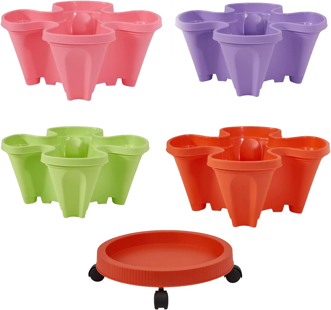 Stackable Strawberry Planter, Four Petal Stackable Garden Planters Set