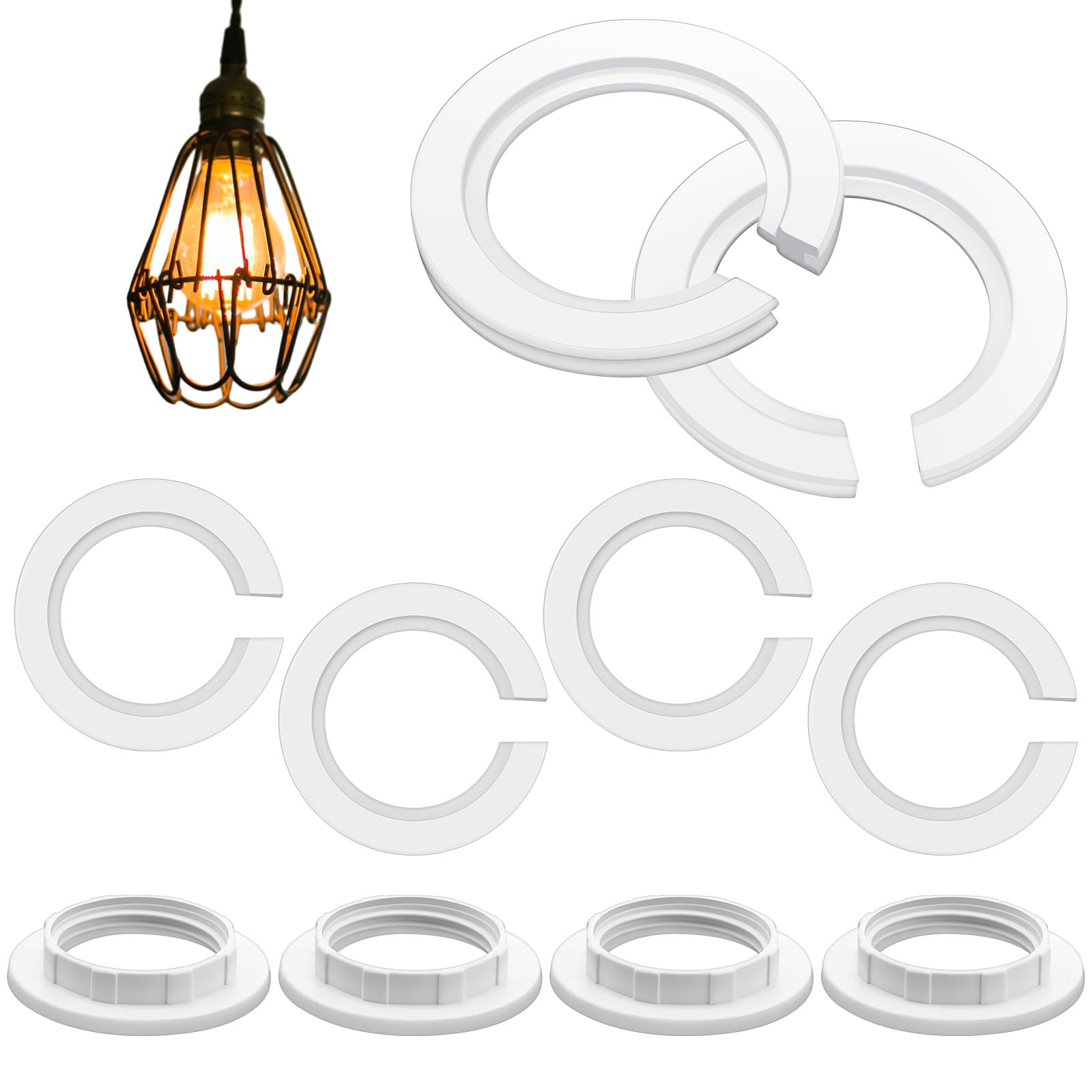 Weewooday 10 Pack E27 to E14 White Lamp Shade Adapter Ring, Plastic Lampshade Reducer Ring Converter, Fitting Light Fixtures Replacement(Screw Collar Ring,31.2mm)