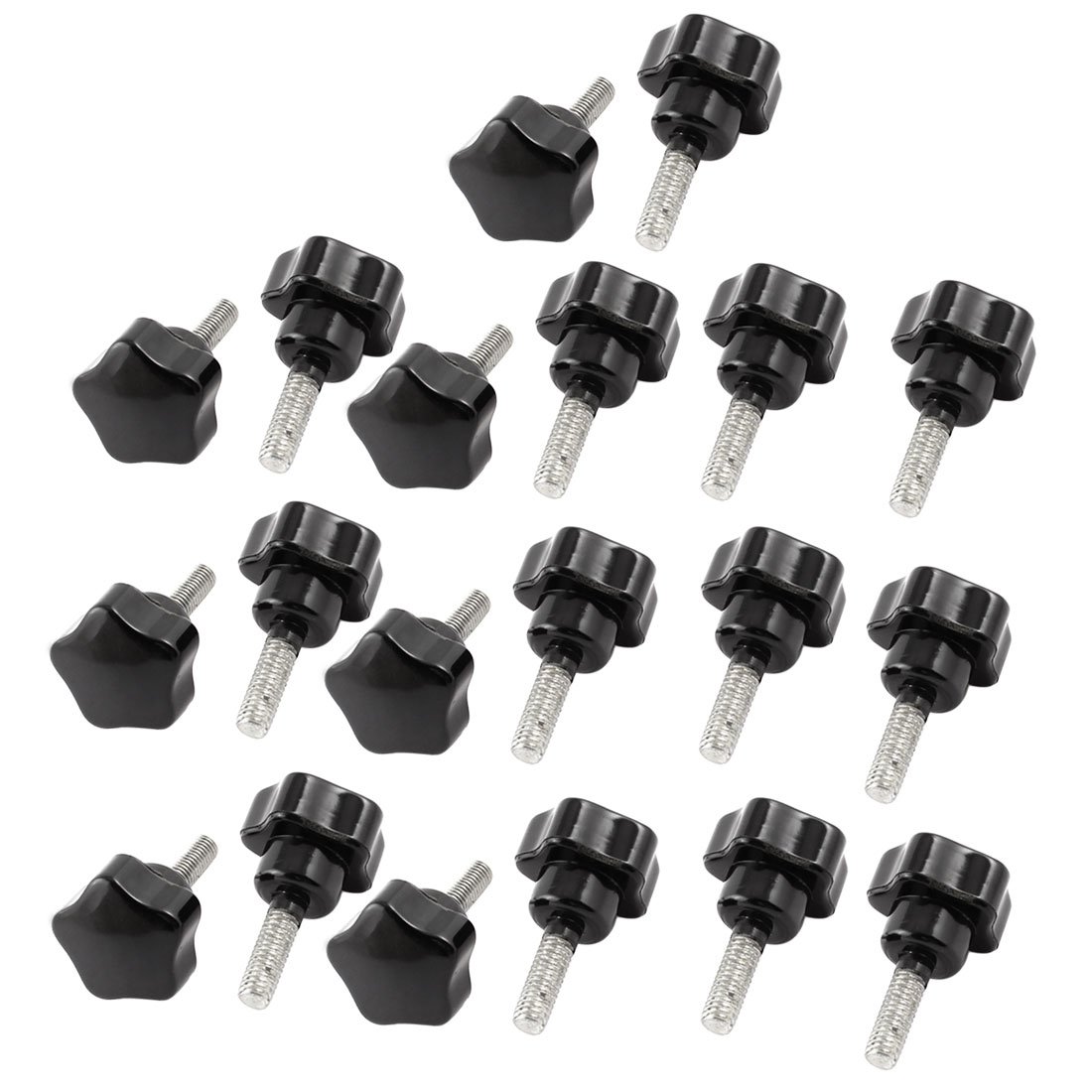 Sourcingmap 20 Pcs M6 x 20mm Male Thread 25mm Star Head Screw On Clamping Knob