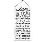Welcome Patio Rules Sign, Family Sign, Home Patio Decoration, Decorative Wood Hanging Wood Plaque, Home Party Decor, Wall Decor Art, Family Party Decor Ornaments