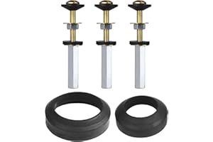 JAMINI Toilet Tank to Bowl Gasket Kit with 3 Sets of 304 Stainless Steel Bolts, Includes 2-Inch & 3-Inch Toilet Seal Gaskets, Universal Repair Kit for 2-Piece Toilets, Leak Fix Kit