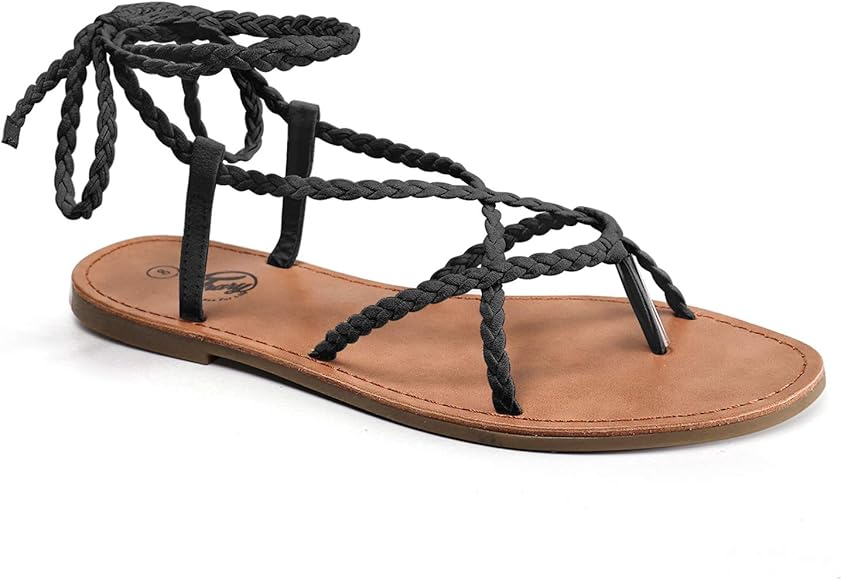 lace up sandals flat amazon