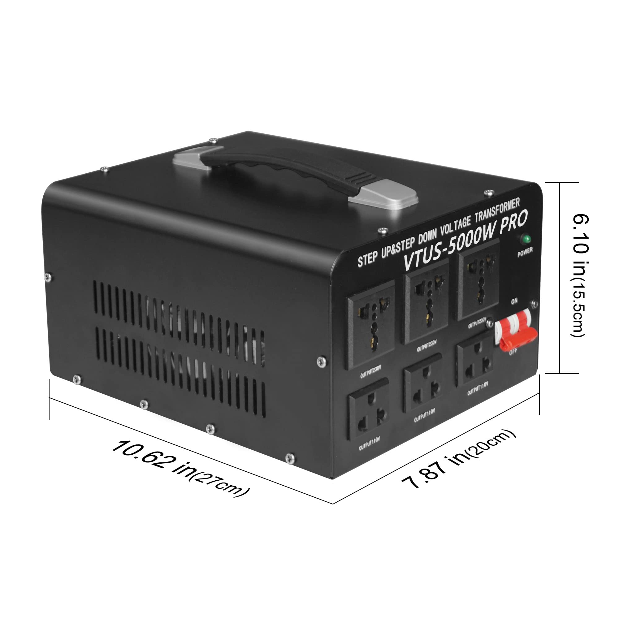 Yinleader 5000W PRO Voltage Transformer Converter Step Up/Down AC 110V/120V to 220V/240V or 220V/240V to 110V/120V Power Converter w/US Standard Power Cord,Circuit Breaker Protection