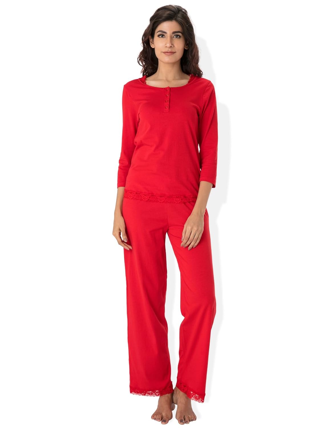 prettysecrets cotton top & pajama set-s
