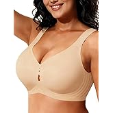 Yisfo Womens Wireless Jelly Bras No Underwire Seamless Push Up Supportive Full Coverage Comfortable Everyday Tshirt Bralettes (Beige,XL)