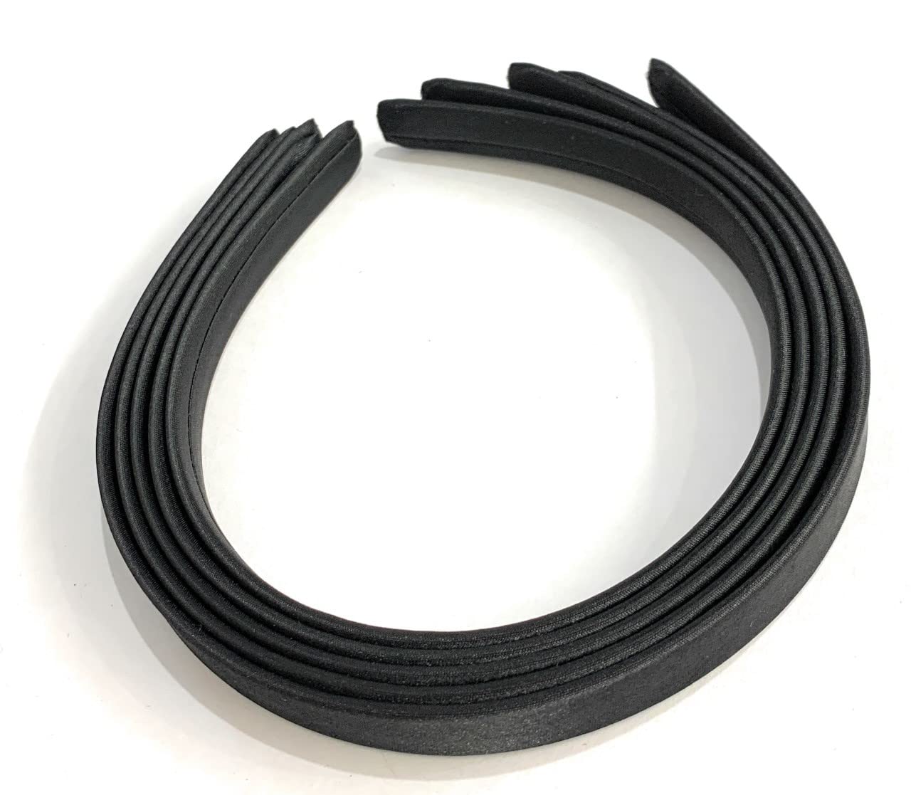 5 x 15mm Thick Plain Satin Headbands Pack School Girls Alice Hair Band DIY Headband Set UK (Black)