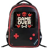 AnySmic Video Game Backpack for Boys | 17" Leather Front Panel School Bookbag | Backpacks for Boy Kids Teen Age 6-12 | Schoolbag for Elementary & Middle School | Organizer Pockets