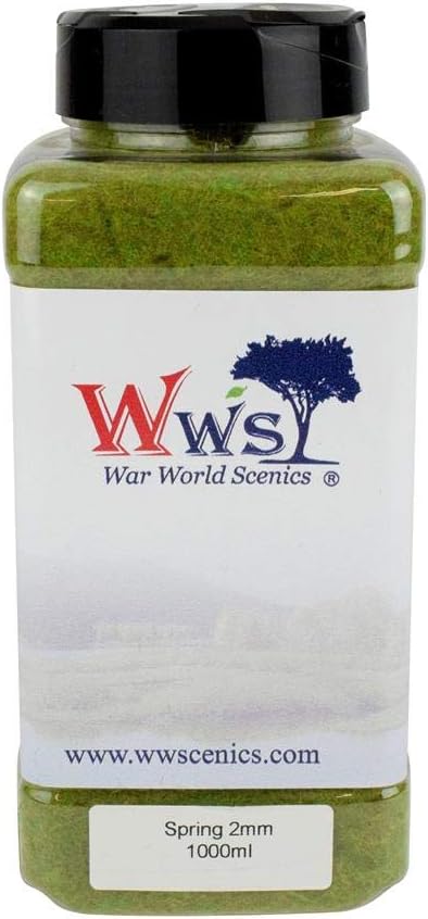 WWS Spring Static Grass 1000ml - Model Railway, Scenery, Terrain (2mm)