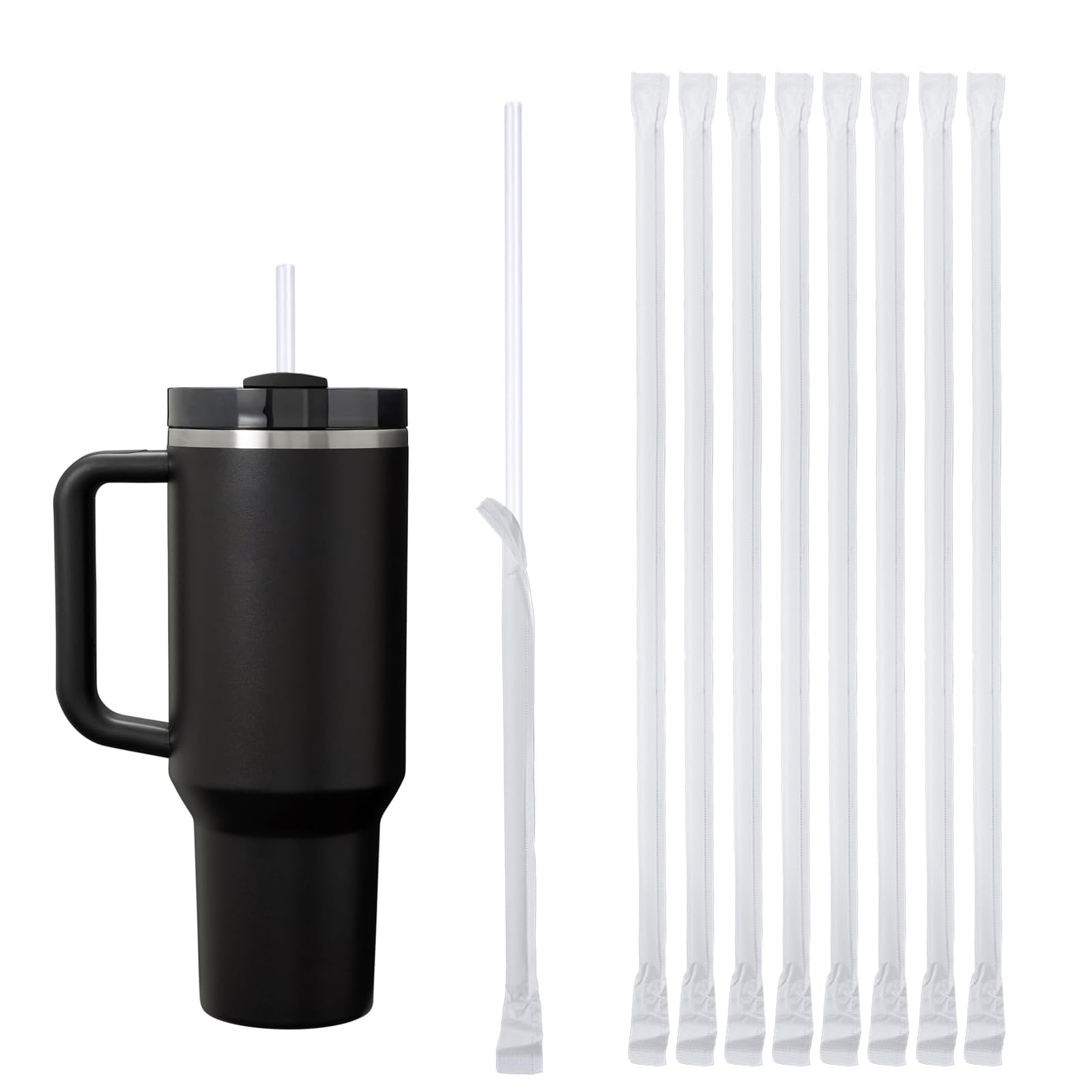 Photo 1 of 100PCS Disposable Straws for 40 OZ Tumbler, Extra Long Straws Disposable for Stanley Cup 30 Oz 40 Oz Tumbler, Straws Individually Wrapped