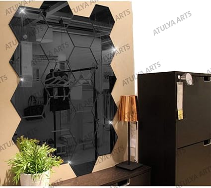 Wall1ders Atulya Arts - 3D Hexagon Acrylic Stickers (Pack of 20), Acrylic Mirror Wall Stickers
