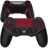 HEXGAMING NEW EDGE Wireless Controller Compatible with ps4-4 Back Buttons, 6 Profiles, Hair Triggers, Swappable Thumbsticks - Black Red