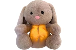 Glyrnur Baby Sound Machine Soothe Breathing Otter, Sensory Details Music Lights Rhythmic Breathing Motion Musical Baby Toy Plush for Newborns (Battery Not Includ) (Rabbit-A)
