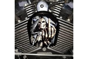 OUDINI Motorcycle Cowbell Horn Cover Decoration,Motorcycle Cowbell Horn Cover,Reaper Decoration,Halloween Motorcycle Decoration (Death with the Middle Finger)