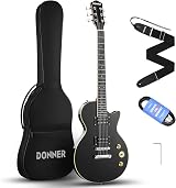 Donner LP Electric Guitar Kit Full Size 39 Inch with Bag Strap Cable Black view 1