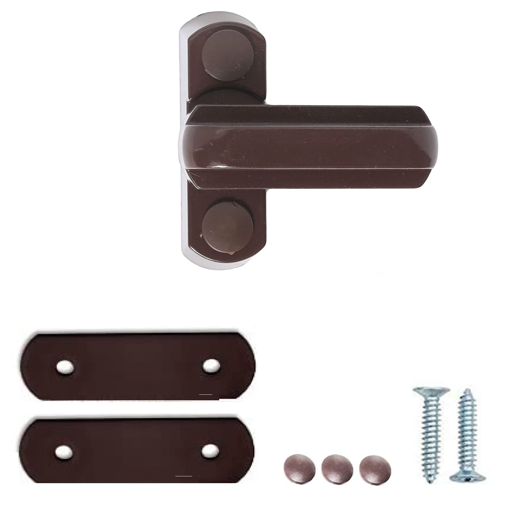 TERF® Dark Brown Sash Window Door Jammer 65mm (2.5 inch) Child Proof Window Door Security Sash Jammer with Fixing Screws For Aluminum UPVC/PVC Wood Doors Windows and Home Security - Pack of 1