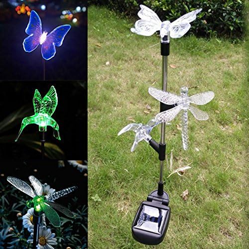 Castnoo Solar Garden Light,Butterfly,Humminbird and Dragonfly Garden Stake Lights.Solar Powered Outdoor Multi-color Led Light for Garden,Backyard