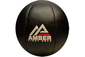 Amber Fight Gear Leather Medicine Ball for Strength & Conditioning, Plyometric & Core Training, Cardio Workouts for Muscle Building, Squats, Lunges, Partner Training 20lb
