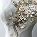 Crystal Floral Applique,Beaded,Sequined Embroidery Flower Lace Patch Delicate Addition for Prom Dresses Party Costumes Jeans Gold Color