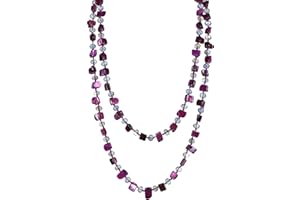 Xalroco 48'' Colorful Irregular Iridescent Sea Shell Beaded Long Necklace, Bohemian Chunky Vintage Style Costume Jewelry for Women