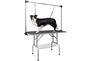 LOVMOR 42 Inch Dog Grooming Table,Adjustable Home Pet Grooming Tables with Arm/Noose/Mesh Tray