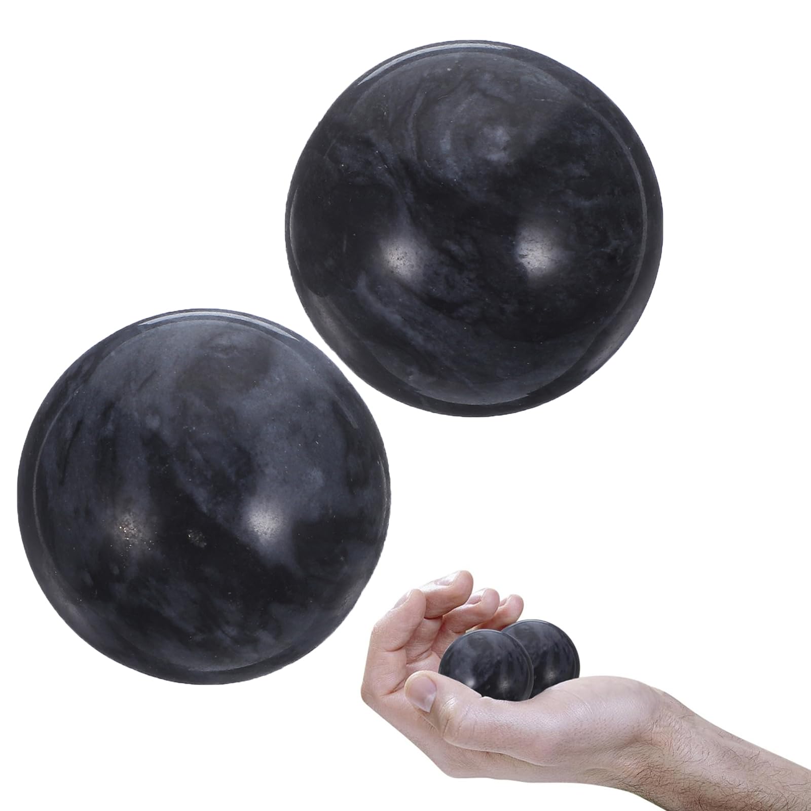 Baoding Balls 2 Pack Jade Hand Balls 3.5cm/1.4'' Exercise Chinese Stress Relief and Massage Feng Shui Crystal Ball for Seniors and Relaxation