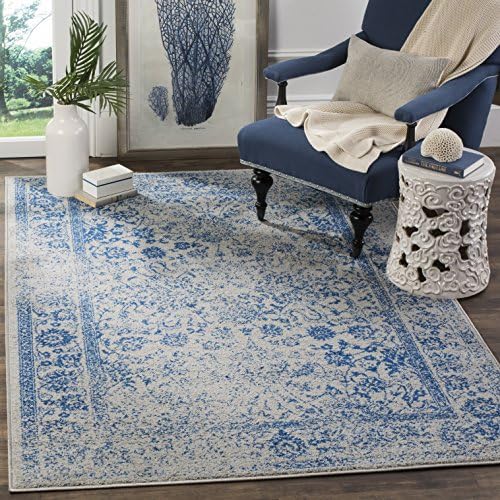 Safavieh Adirondack Collection ADR109A Oriental Distressed Non-Shedding Stain Resistant Living Room Bedroom Area Rug, 6' x 9', Grey / Blue