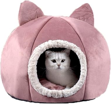 Amazon ドッグハウス 猫ベッド ペットベッド ドーム型 柔らかい ベッド 小型犬 キャットハウス マット付き やわらか 寝床 ペットハウス 犬猫 兼用 冬用 暖かい ピンク ぐっすり眠れる 休憩所 洗える L 保温防寒 ふかふか 寒さ対策 Juin ハウス 通販