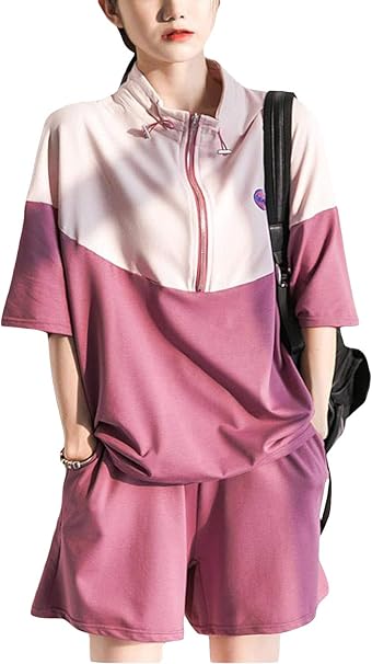 Amazon Beibang バイバン カットソー レディース 上下セット ショートパンツ セットアップ ジャージ ゆったり 半袖パーカー 切り替え オシャレ ワイド短パン カジュアル スポーツウェア トップス ショーパン ジャージ上下セット 通販