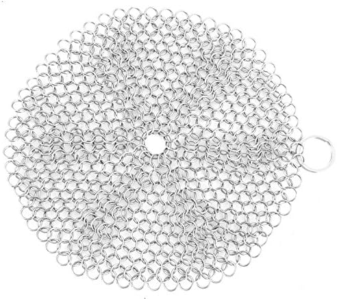 Hiamago Premium Stainless Steel Cast Iron Cleaner Chainmail Scrubber Cookware Cleaner(Round)