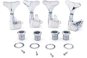 harpfeas 4R Electric Bass Guitar Sealed Tuning Pegs Tuners Machine Heads Tuning Keys/Buttons Guitar Parts Machine Head Tuners for Precision Bass and Jazz Bass (4R Chrome)