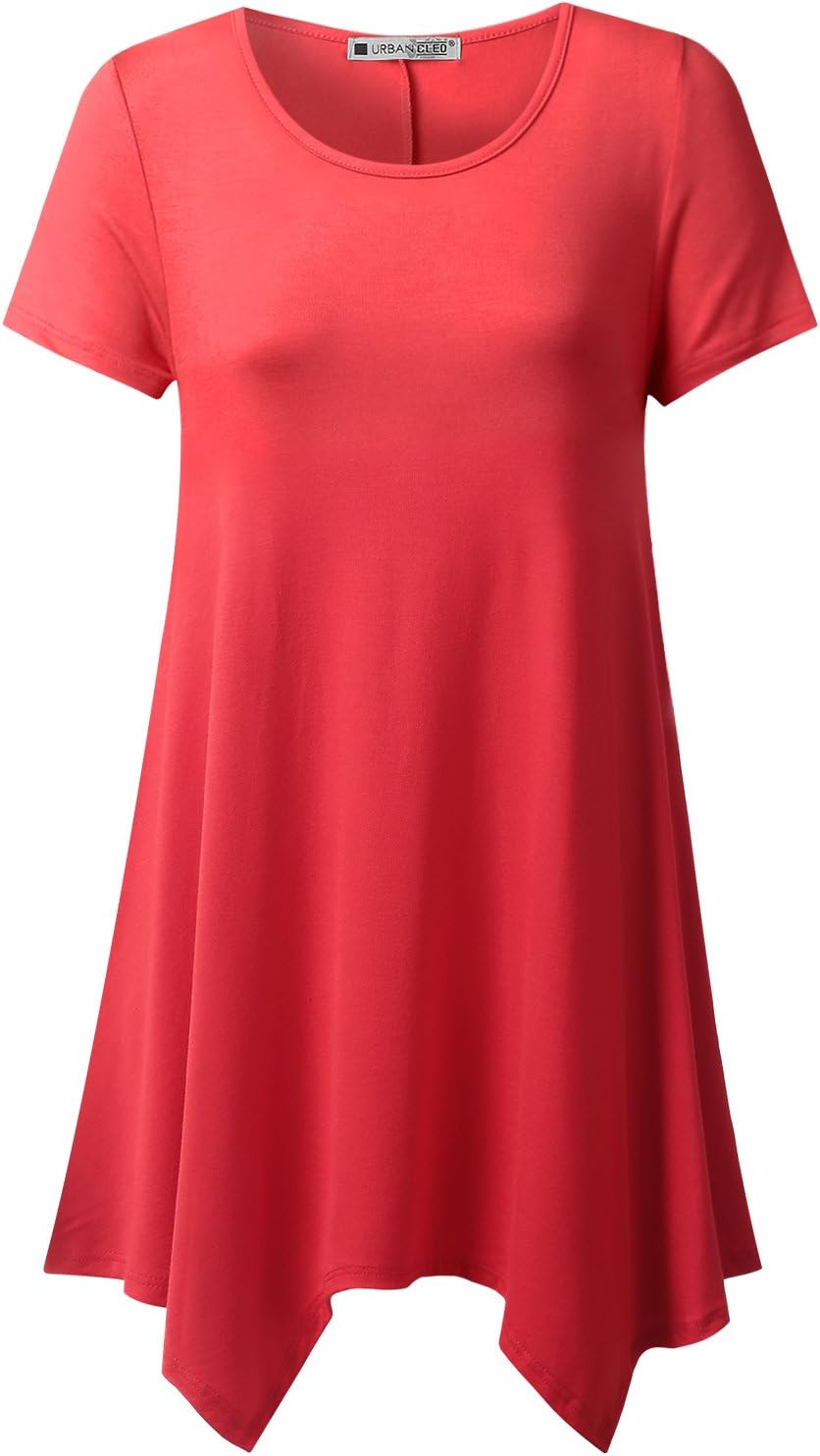 URBANCLEO Womens Handkerchief Hem Tunic Top Long T-Shirt (Plus