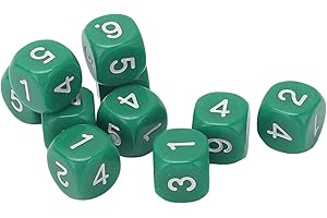Generic Plastic 6 Sides Number Dice Set Bright Colors Teaching Tools for Kids, Round Corner Design Dice for Educational Games