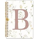 Locomiss Initial Letter B Notebook Journal, Monogrammed Gifts for Women, Journal for Teen Girls, Cute Personalized Floral Journals Notebooks for Women, Hardcover Spiral Notebook 5.5x8.3