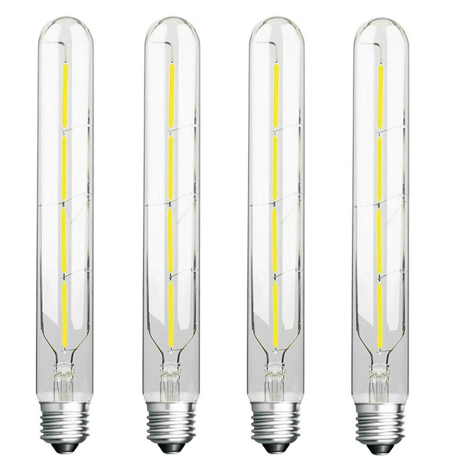 Jiotouhu T30 Filament Vintage LED Bulbs, 225mm Tubular E27 Edison Screw, Energy Saving 4W Light Bulb 40W Equivalent, Cool White 6500K, 400LM, Non-dimmable, 4-Pack