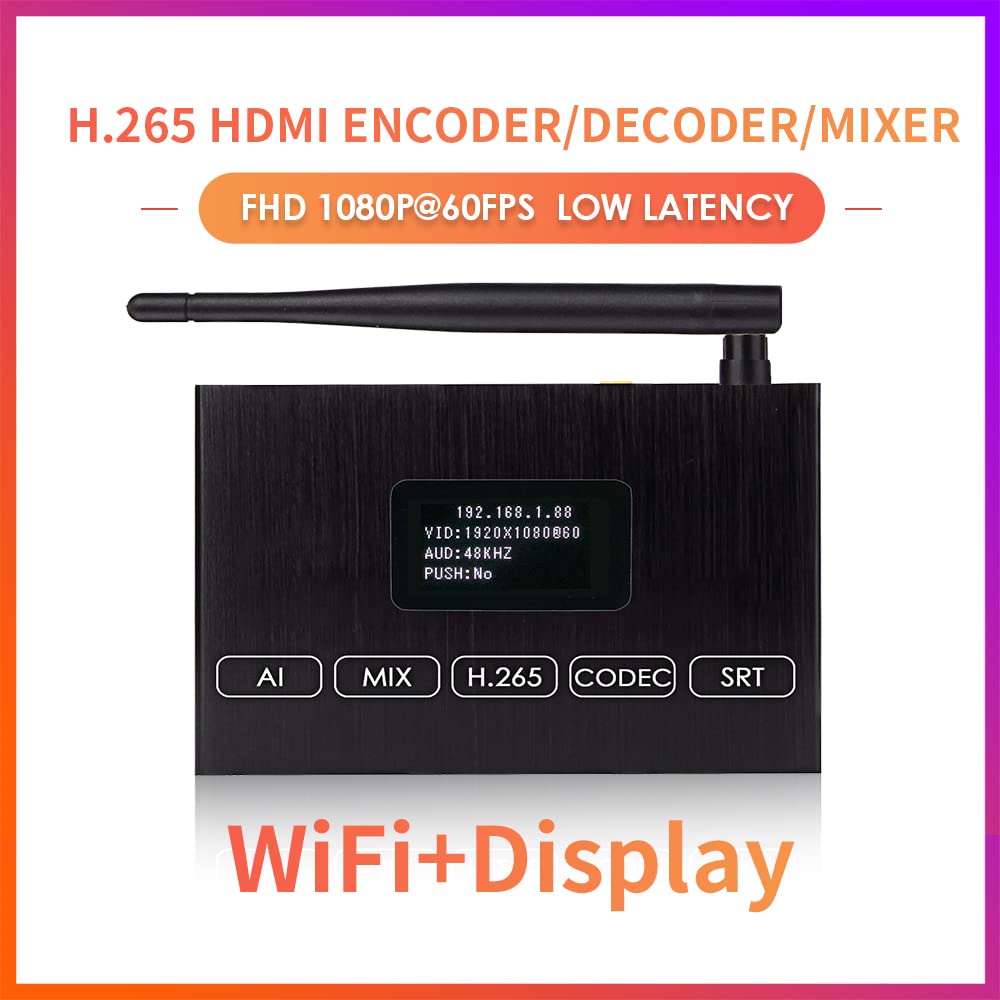 EXVIST H.265 1080P 60FPS WiFi HDMI Video Encoder HDMI Decoder, Supports HLS RTMP RTSP SRT UDP, Compatible with ONV/HK, for IPTV Live Streaming to YouTube Facebook Vimeo etc.