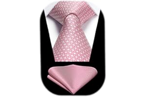 HISDERN Mens Ties Plaid Tie and Pocket Square Set Classic Woven Formal Checkered Neckties & Handkerchief Wedding Party