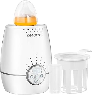OMORC 3 in 1 Baby Flaschenwärmer für schnelles und gleichmäßiges Erwärmen von Milch & Babynahrung in nur 3 Minuten, Babykostwärmer mit LED Display,Weiß