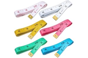 6 Pcs Soft Tape Measure Body Measuring Double Scale 60 Inch/1.5m All-Purpose for Tailor Craft Measurements Waist Fabric Sewin