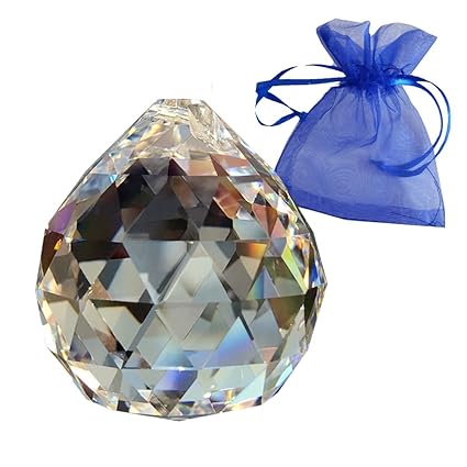 Kristallkugel D. 40 MM Im Feinem Geschenkbeutel Hochbleikristall Regenbogenkristall Fensterdeko Feng Shui Kristallglas Krista