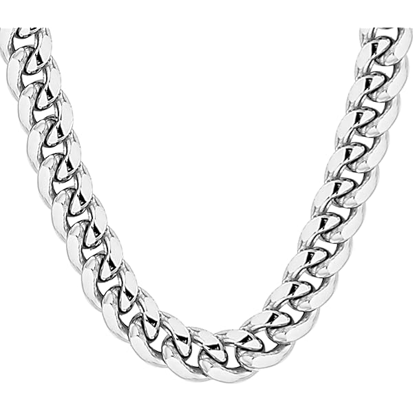 Savlano 925 Sterling Silver 9.0MM Italian Miami Cuban Link Chain