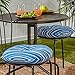 Greendale Home Fashions 15 in. Round Outdoor Bistro Chair Cushion in Coastal Stripe (set of 2), Sapphire