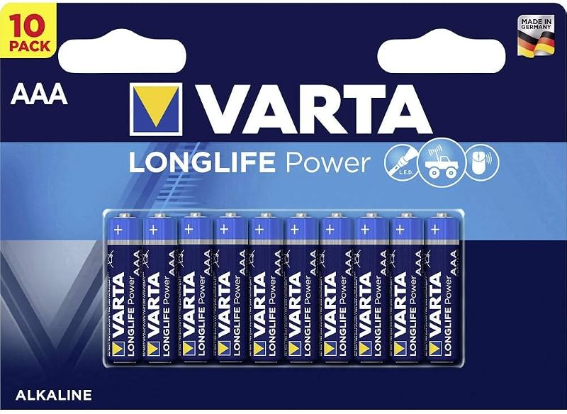 Longlife Power Batterie AAA Micro LR03 (pacco da 10) Batteria alcalina - Made in Germany - Ideali per giocattoli, torce, controller e altri dispositivi a batteria