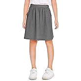 Haloumoning Girls Sweat Skirts Kids Cute Elastic Waist Ruffle A-line Skorts with Pockets Fashion Clothes