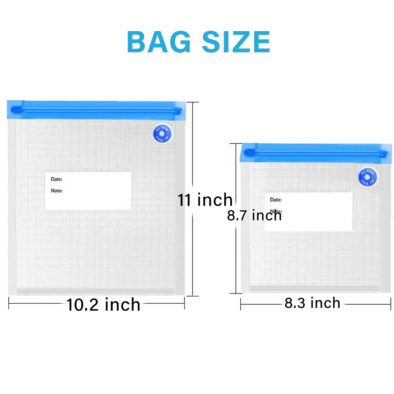 20 PCS Reusable Vacuum Sealer Bags for Food & Snack Storage, Meal Prep & Sous Vide, BPA Free Vacuum Zipper Bags, Freezer & Microwave Safe, 2 Sizes, 8