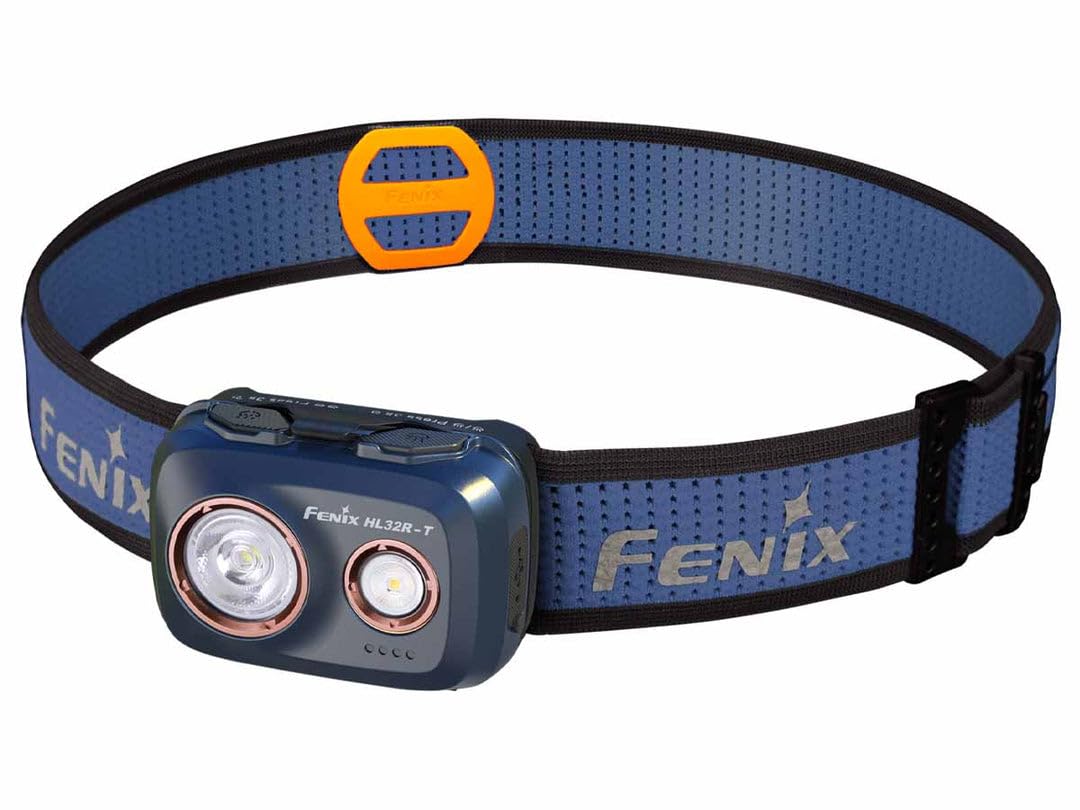 fenix HL32R-T Blue, Lightweight Trail Running, Outdoor, Sports Headlamp | 800 lumens | 132m | 150 Hrs Max | White Spot and Neutral-White Flood LED's | Sport Headband System | IP66
