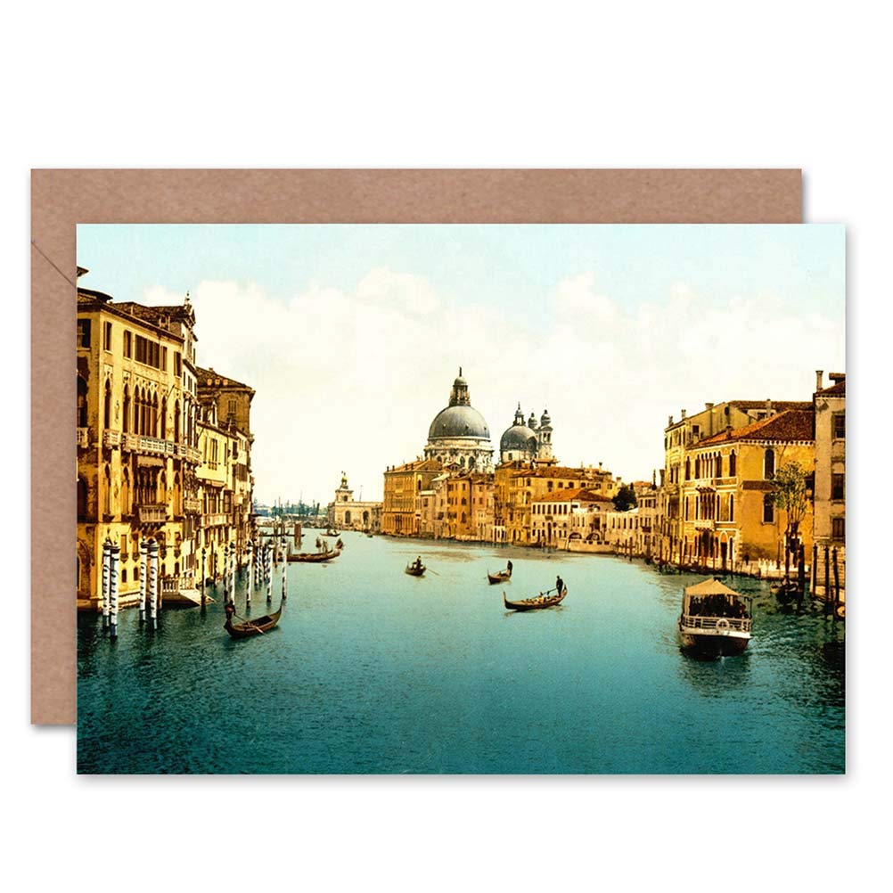 Wee Blue Coo VINTAGE PHOTO TRAVEL GRAND CANAL VENICE ITALY NEW BLANK GREETINGS CARD