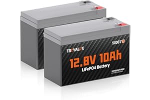 2Pack 12V 10Ah LiFePO4 Battery, Built-in 10A BMS, 5000+ Cycles Lithium Battery, Lightweight 12.8V Battery for Fish Finder,UPS